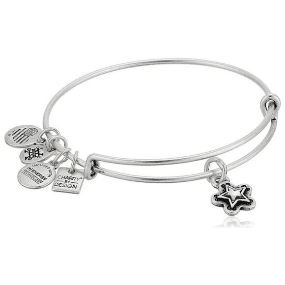 Alex and Ani True Wish Silver Tone Star Crystal Bangle Bracelet - Picture 1 of 4